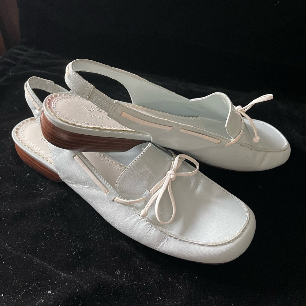 Liz Claiborne light blue Leather Slingback Bow Loafers